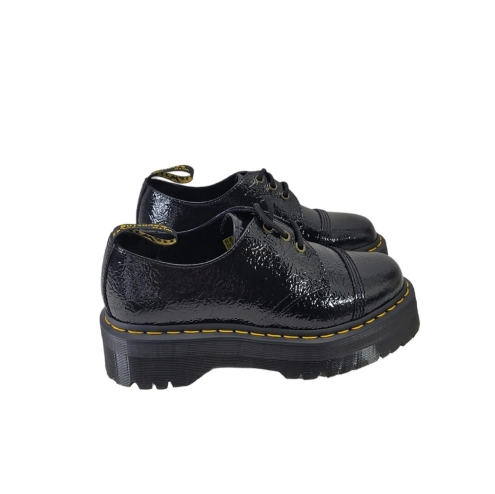 Dr.Martens 1461 Quad Platform Distressed Patent Leather Oxfords Wms USM 7 USL 8 - Picture 1 of 11